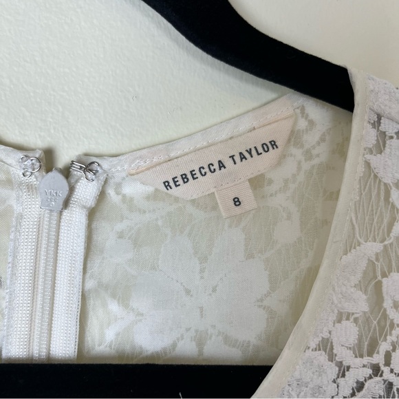 Rebecca Taylor White Silk Layered Effect Floral Lace Combo Dress - Size 8 - Picture 11 of 15